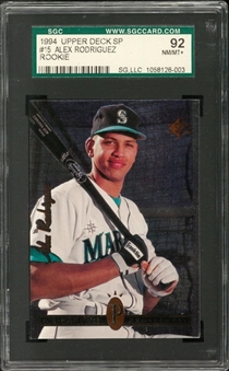 1994 Upper Deck SP and Assorted Brands Alex Rodriguez Graded Trio (3 Different)